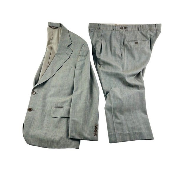 Paul Stuart Brown Blue & Orange Check 2 Button/Vent Full Suit Size 43R 38X26 - Picture 4 of 12